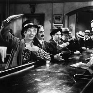 HORSE FEATHERS, Harpo Marx, Groucho Marx, Chico Marx, Vince Barnett, 1932, ordering at the bar