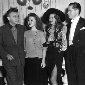 GILDA, director Charles Vidor, visitor Shirley Temple, Rita Hayworth, Glenn Ford on set, 1946