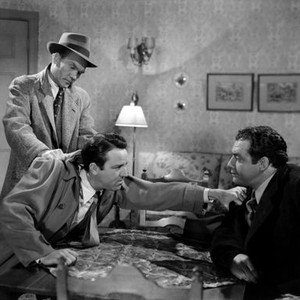 DESPERATE, from left: William Challe, Steve Brodie, Raymond Burr, 1947