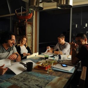 Graceland, from left: Deniz Akdeniz, Serinda Swan, Aaron Tveit, Manny Montana, 'Connects', Season 2, Ep. #2, 06/18/2014, ©USA