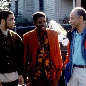 LIVIN' LARGE!, Nathaniel Hall, Terrence 'T.C.' Carson, director Michael Schultz, on set, 1991. ©Samuel Goldwyn Films