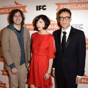 Jonathan Krisel, Carrie Brownstein, Fred Armisen at arrivals for PORTLANDIA Second Season Premiere on IFC, The American Museum of Natural History, New York, NY January 5, 2012. Photo By: Eric Reichbaum/Everett Collection