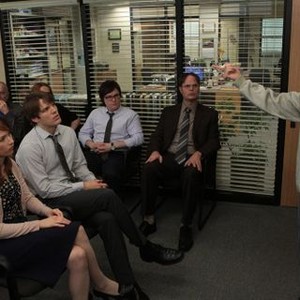 The Office, from left: Phyllis Smith, Creed Bratton, Ellie Kemper, Jacob Lacy, Clark Duke, Rainn Wilson, 'Vandalism', Season 9, Ep. #14, 01/31/2013, ©NBC