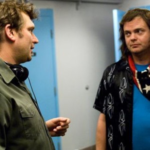 THE ROCKER, from left: director Peter Cattaneo, Rainn Wilson, on set, 2008. TM & Copyright ©Fox Atomic/20th Century Fox. All rights reserved.