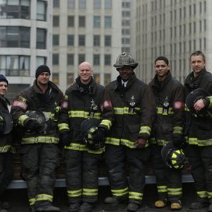Chicago Fire, from left: Taylor Kinney, Randy Flagler, Eamonn Walker, Charlie Barnett, William Smillie, 'Out With A Bang', Season 2, Ep. #12, 01/14/2014, ©NBC