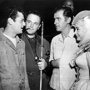 SCARAMOUCHE, Tony Curtis, visiting set, director George Sidney, Stewart Granger, Janet leigh, 1952