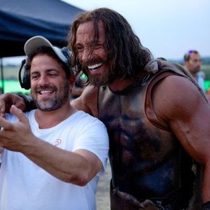 HERCULES, from left: director Brett Ratner, Dwayne Johnson, on set, 2014. ph: Kerry Brown/©Paramount Pictures