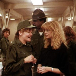 PRIVATE BENJAMIN, Eileen Brennan, Hal Williams, Goldie Hawn, 1980, in the barracks