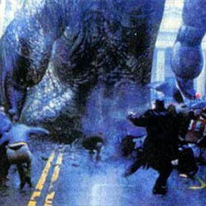 A scene from the movie Godzilla.