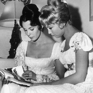 THE WONDERFUL WORLD OF THE BROTHERS GRIMM, Claire Bloom, Barbara Eden on set, 1962