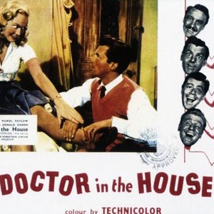 DOCTOR IN THE HOUSE, from left: Muriel Pavlow, Dirk bogarde, right top to bottom: Donald Sinden, Kenneth More, Dirk Bogarde, Donald Houston, 1954