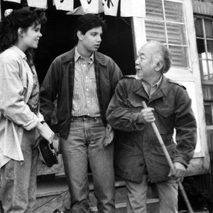 THE KARATE KID PART III, from left: Robyn Lively, Ralph Macchio, Pat Morita, 1989. ©Columbia Pictures