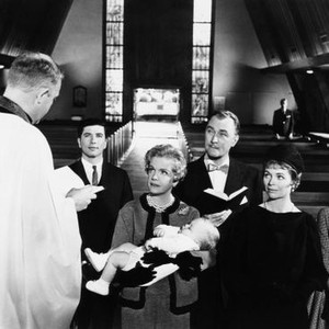 SUSAN SLADE, from left, James Peter Farmer, Bert Convy, Natalie Schafer, Brian Aherne, Dorothy McGuire, Connie Stevens, 1961
