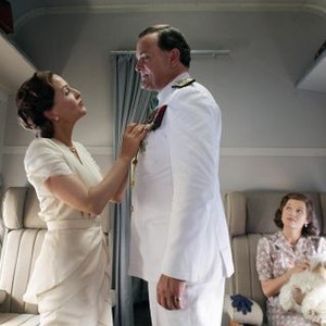 VICEROY'S HOUSE, FROM LEFT, GILLIAN ANDERSON AS LADY EDWINA MOUNTBATTEN, HUGH BONNEVILLE AS LORD LOUIS MOUNTBATTEN, LILY TRAVERS AS LADY PAMELA HICKS, 2017. PH: KERRY MONTEEN. ©IFC FILMS