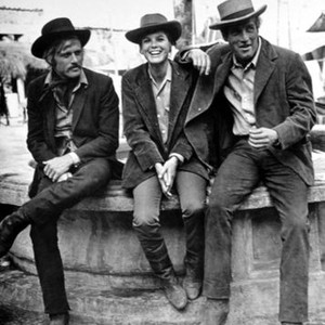 BUTCH CASSIDY AND THE SUNDANCE KID, Robert Redford, Katharine Ross, Paul Newman on set, 1969, TM and Copyright (c)20th Century Fox Film Corp. All rights reserved.