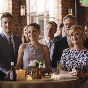 Chasing Life, from left: Scott Michael Foster, Italia Ricci, Todd Waring, Mary Beth Evans, 'A View from the Ledge', Season 2, Ep. #1, 07/06/2015, ©KSITE