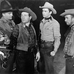 IN OLD COLORADO, first, third and fourth from left: William Boyd, Russell Hayden, Andy Clyde, 1941