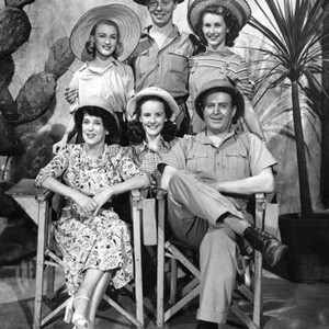 THE HUGGETTS ABROAD, (back row) Susan shaw, Jimmy Hanley, Dinah Sheridan, (front row) Kathleen Harrison, Petula clark, Jack Warner, 1949