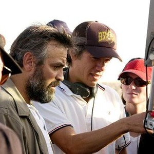 SYRIANA, George Clooney, Director Stephen Gaghan, Producer Jennifer Fox, Director of Photography Robert Elswitt, on set, 2005, (c) Warner Brothers