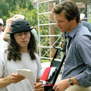 BRUCE ALMIGHTY, Director Tom Shadyac, Jim Carrey on the set, 2003, (c) Universal