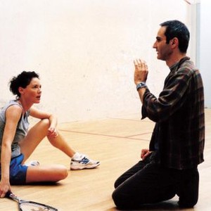 DEMONLOVER, Connie Nielsen, director Olivier Assayas on the set, 2002, (c) Palm Pictures