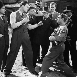 THE BRIDE CAME C.O.D., Chick Chandler, Jack Carson, Stuart Erwin, William Frawley (arms outstretched), Douglas Kennedy, James Cagney, Frank Mayo, 1941