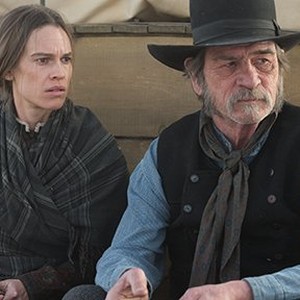 Hilary Swank as Mary Bee Cuddy and Tommy Lee Jones as George Briggs in "The Homesman."