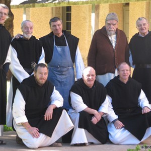 (L-R) Lambert Wilson as Christian, Jacques Herlin as Amédée, Olivier Rabourdin as Christophe, Loïc Pichon as Jean-Pierre, Jean-Marie Frin as Paul, Michael Lonsdale as Luc, Xavier Maly as Michel and Philippe Laudenbach as Célestin in "Of Gods and Men." photo 1