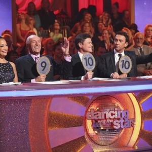 Dancing With the Stars, from left: Carrie Ann Inaba, Len Goodman, Donny Osmond, Bruno Tonioli, 'Episode 1805', Season 18, Ep. #5, 04/14/2014, ©ABC