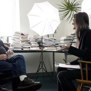 THE BRAINWASHING OF MY DAD, from left: Noam Chomsky, professor at MIT, speaks with director Jen Senko, on set, 2015. © Gravitas Ventures