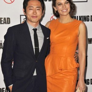 Steven Yeun, Lauren Cohan at arrivals for THE WALKING DEAD Season Three Premiere, Universal City Walk Cinemas, Los Angeles, CA October 4, 2012. Photo By: Dee Cercone/Everett Collection