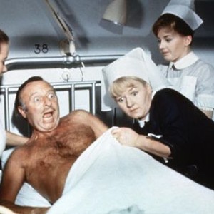 DOCTOR IN CLOVER, from left: Suzan Farmer, Arthur Haynes, Joan Sims (leaning over), 1966