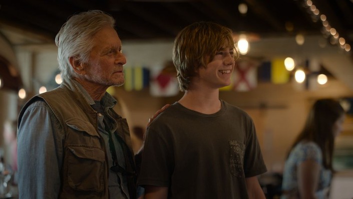 Grandpa William (Michael Douglas) and grandson Kyle (Walker Scobell), in “Looking Through Water.” (Good Deed Entertainment)