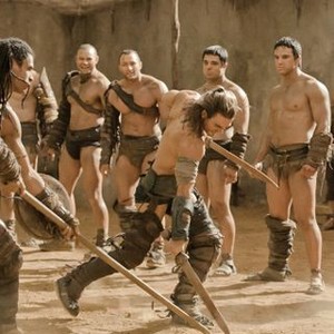 Spartacus: Gods of the Arena, Dustin Clare (L), Antonio Te Maioha (R), 01/21/2011, ©STARZPR