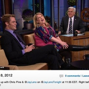 The Tonight Show With Jay Leno, Chris Pine (L), Lisa Lampanelli (C), Jay Leno (R), 'Season 22', ©NBC