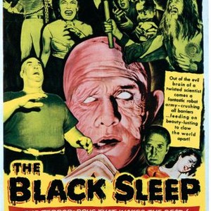 THE BLACK SLEEP, (bottom), Tor Johnson, Basil Rathbone, (top), Lon Chaney Jr., Bela Lugosi, John Carradine, 1956