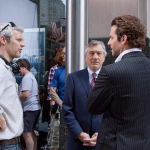 LIMITLESS, l-r: director Neil Burger, Robert DeNiro, Bradley Cooper on set, 2011, ph: John Baer/©Rogue Pictures