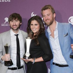 Dave Haywood, Hillary Scott, Charles Kelley of Lady Antebellum in the press room for 47th Annual Academy of Country Music (ACM) Awards - PRESS ROOM, MGM Grand Garden Arena, Las Vegas, NV April 1, 2012. Photo By: James Atoa/Everett Collection