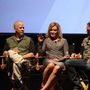 American Horror Story, Ryan Murphy (L), Jessica Lange (C), Brad Falchuk (R), 10/05/2011, ©FX