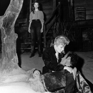 STRANGE LADY IN TOWN, from top: Lois Smith, Greer Garson, Cameron Mitchell, 1955