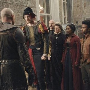 Galavant, from left: Ben Presley, Stanley Townsend, Genevieve Allenbury, Karen David, Luke Youngblood, 'It's All in the Executions', Season 1, Ep. #8, 01/25/2015, ©ABC