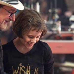 THE BFG, from left: director Steven Spielberg, Ruby Barnhill, on set, 2016. ph: Doane Gregory/© Walt Disney Studios Motion Pictures