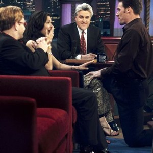 The Tonight Show With Jay Leno, from left: Elton John, Angie Harmon, Jay Leno, Jason Sehorn, 'Season 22', ©NBC