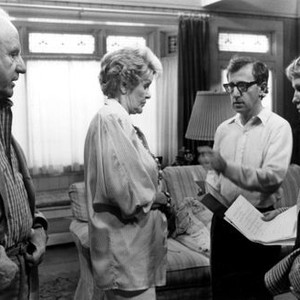 SEPTEMBER, Jack Warden, Elaine Stritch, Woody Allen, Mia Farrow, 1987, rehearsal on set