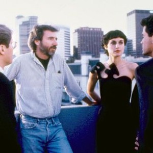 BAD INFLUENCE, James Spader, director Curtis Hanson, Lisa Zane, Rob Lowe, on set, 1990. ©Triumph Releasing
