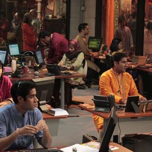Outsourced, Rebecca Hazlewood (L), Sacha Dhawan (C), Parvesh Cheena (R), 'Home for the Diwalidays', Season 1, Ep. #8, 11/11/2010, ©NBC