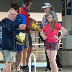 DOLPHIN TALE 2, director Charles Martin Smith (left), Nathan Gamble (back left), Cozi Zuehlsdorff (front right), 2014. ph: Wilson Webb/©Warner Bros. Pictures
