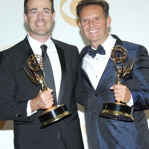 Carson Daly, Mark Burnett, Producers, Outstanding Reality-Competition Program, THE VOICE in the press room for The 65th Primetime Emmy Awards - PRESS ROOM, Nokia Theatre L.A. Live, Los Angeles, CA September 22, 2013. Photo By: James Atoa/Everett Collection