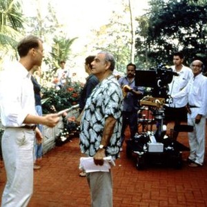 COTTON MARY, James Wilby (left), director Ismail Merchant (center) on-set, 1999, © Artistic License