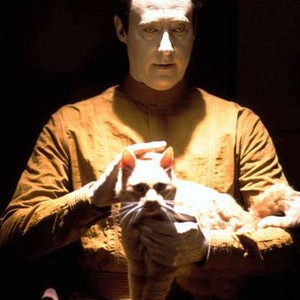 STAR TREK: NEMESIS, Brent Spiner, with pet cat, Spot, 2002. Copyright  © 2002 by Paramount Pictures/.